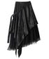 Asymmetric Layered Faux Leather Tulle Skirt